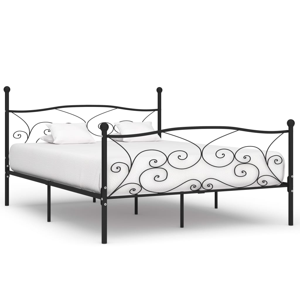Bed Frame without Mattress with Slatted Base Black Metal 200x200 cm