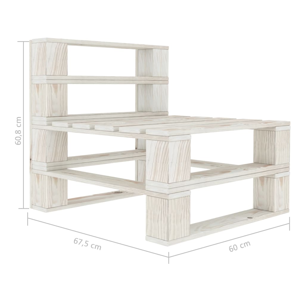 Garden Pallet Middle Sofa Wood White