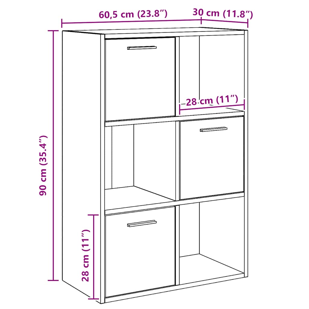 Storage Cabinet Black 60x29.5x90 cm Engineered Wood