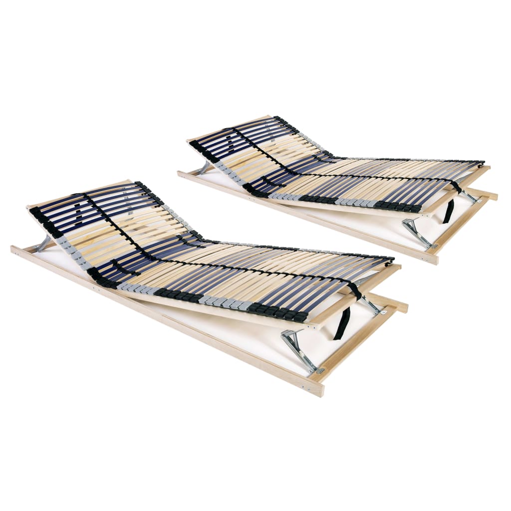 Slatted Bed Bases without Mattress 2 pcs with 42 Slats 70x200 cm
