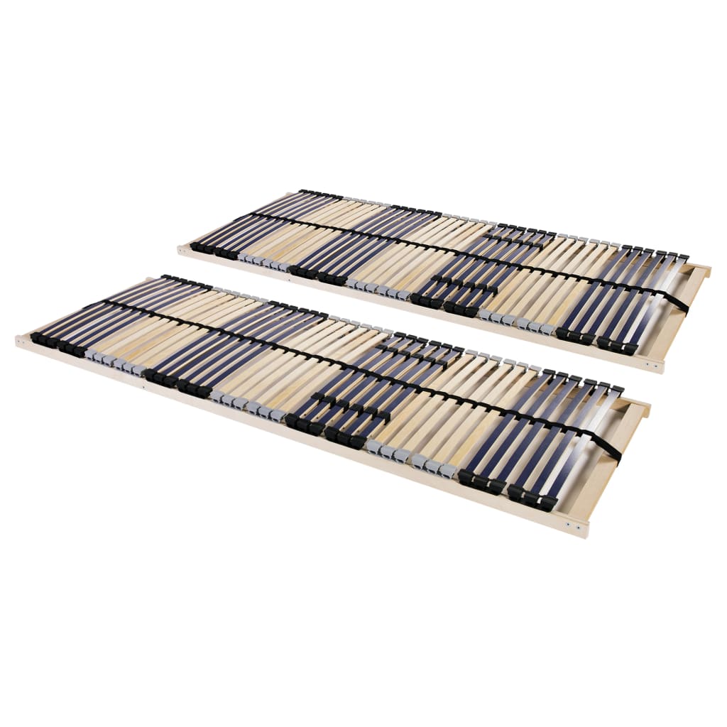 Slatted Bed Bases without Mattress 2 pcs with 42 Slats 70x200 cm