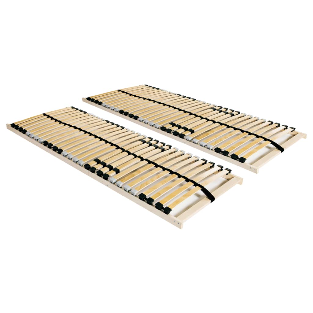Slatted Bed Bases without Mattress 2 pcs with 28 Slats 80x200 cm