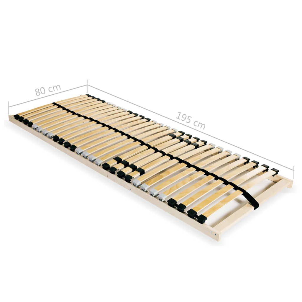 Slatted Bed Bases without Mattress 2 pcs with 28 Slats 80x200 cm