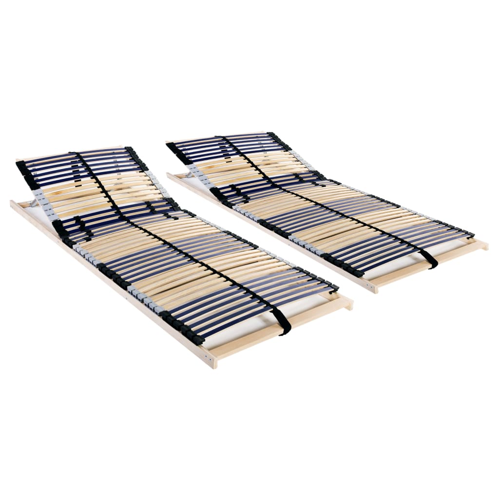 Slatted Bed Bases without Mattress 2 pcs with 42 Slats 90x200 cm