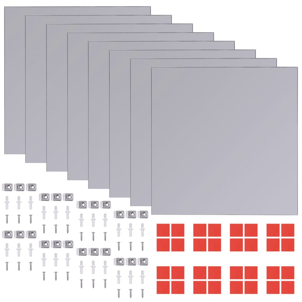 Frameless Mirror Tiles Glass 16 Pcs 20.5 Cm