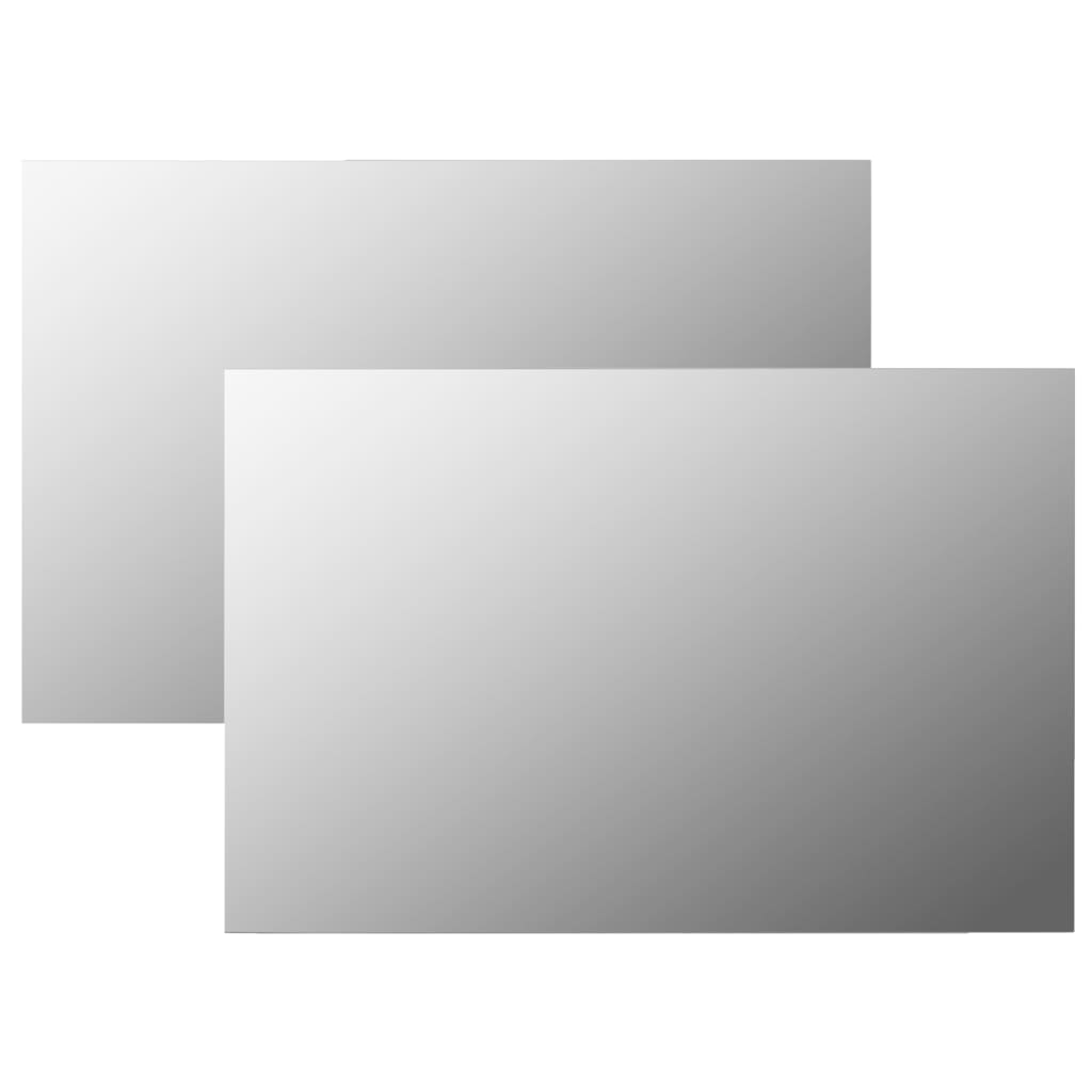 Wall Frameless Mirror With Led Lights Rectangular Glass