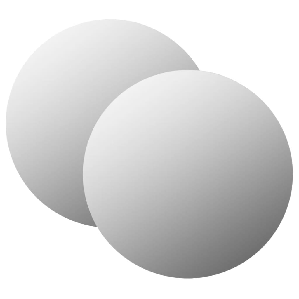 Wall Mirrors 2 Pcs 50 Cm Round Glass