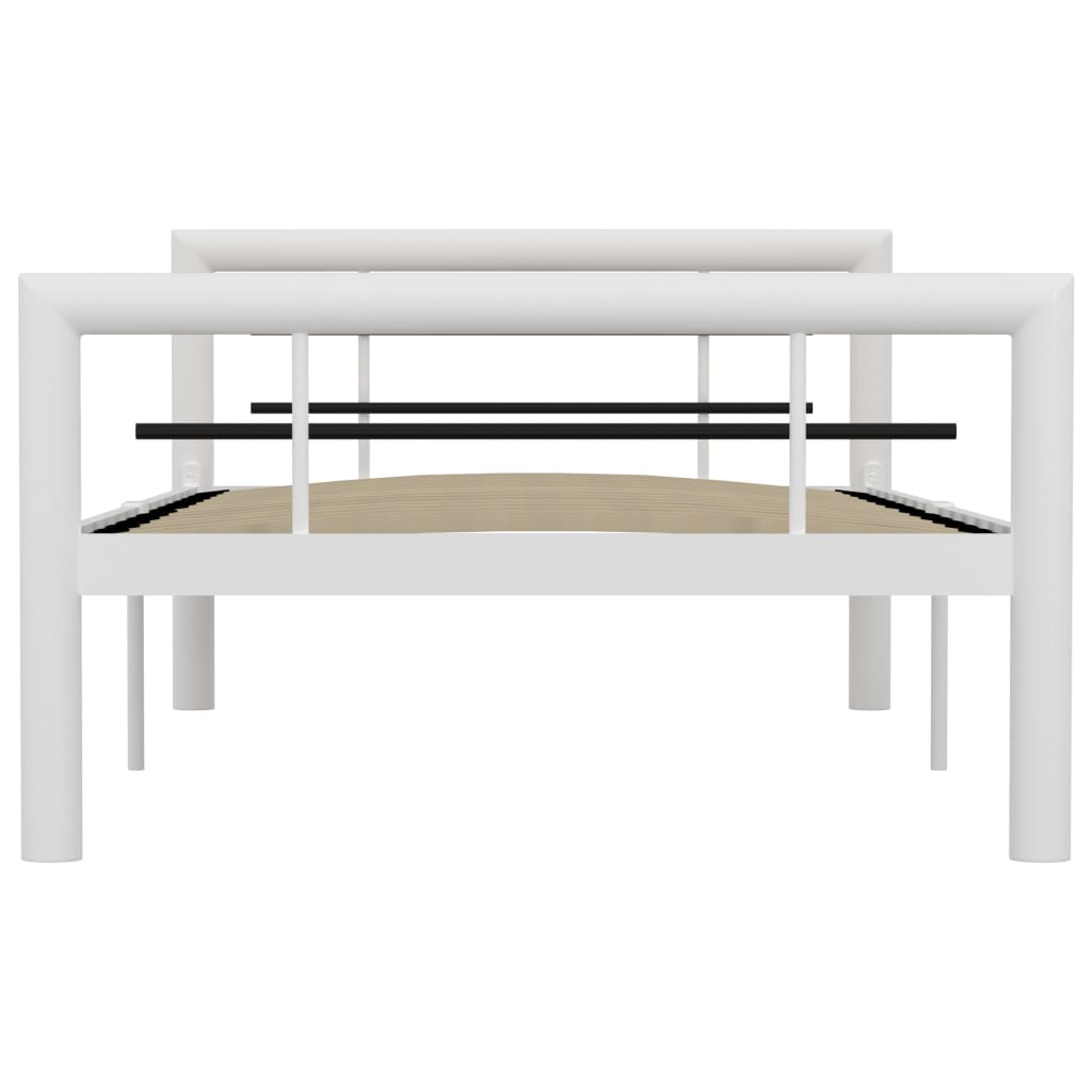 Bed Frame White and Black Metal 90x200 cm