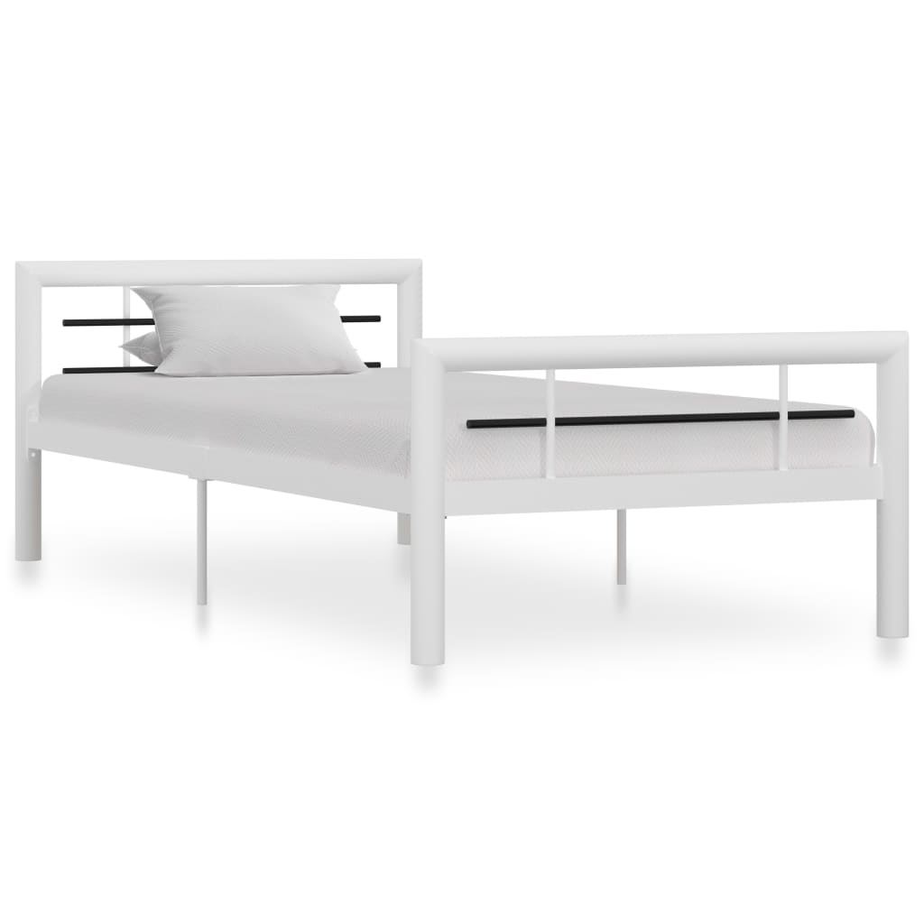 Bed Frame without Mattress White and Black Metal 100x200 cm