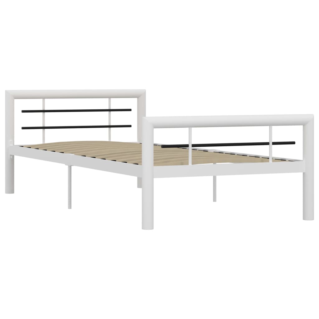 Bed Frame without Mattress White and Black Metal 100x200 cm