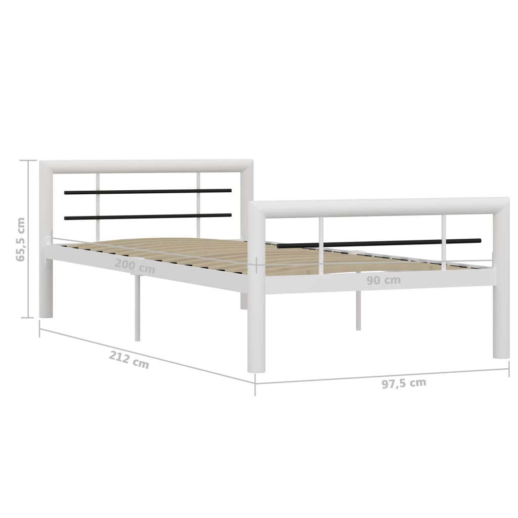 Bed Frame without Mattress White and Black Metal 100x200 cm