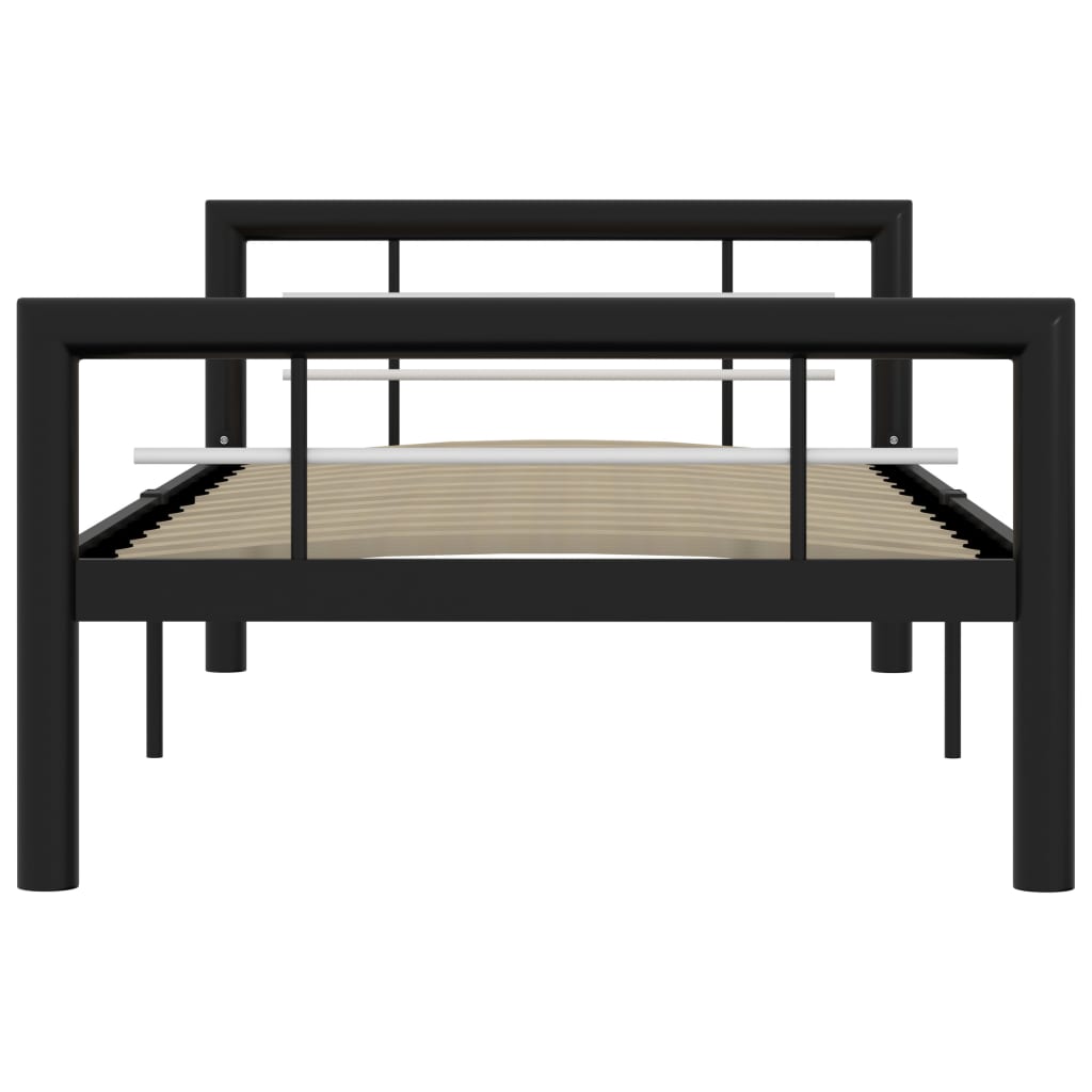 Bed Frame without Mattress Black and White Metal 90x200 cm