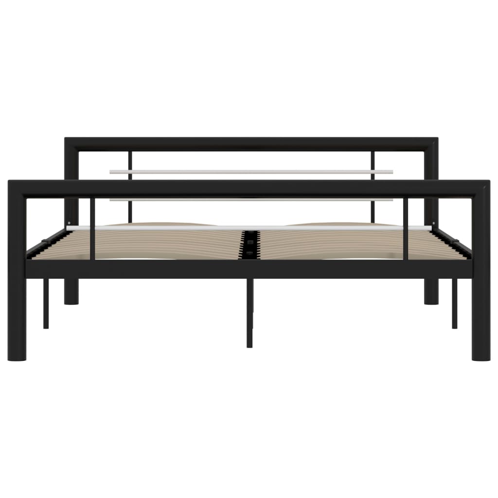 Bed Frame without Mattress Black and White Metal 120x200 cm