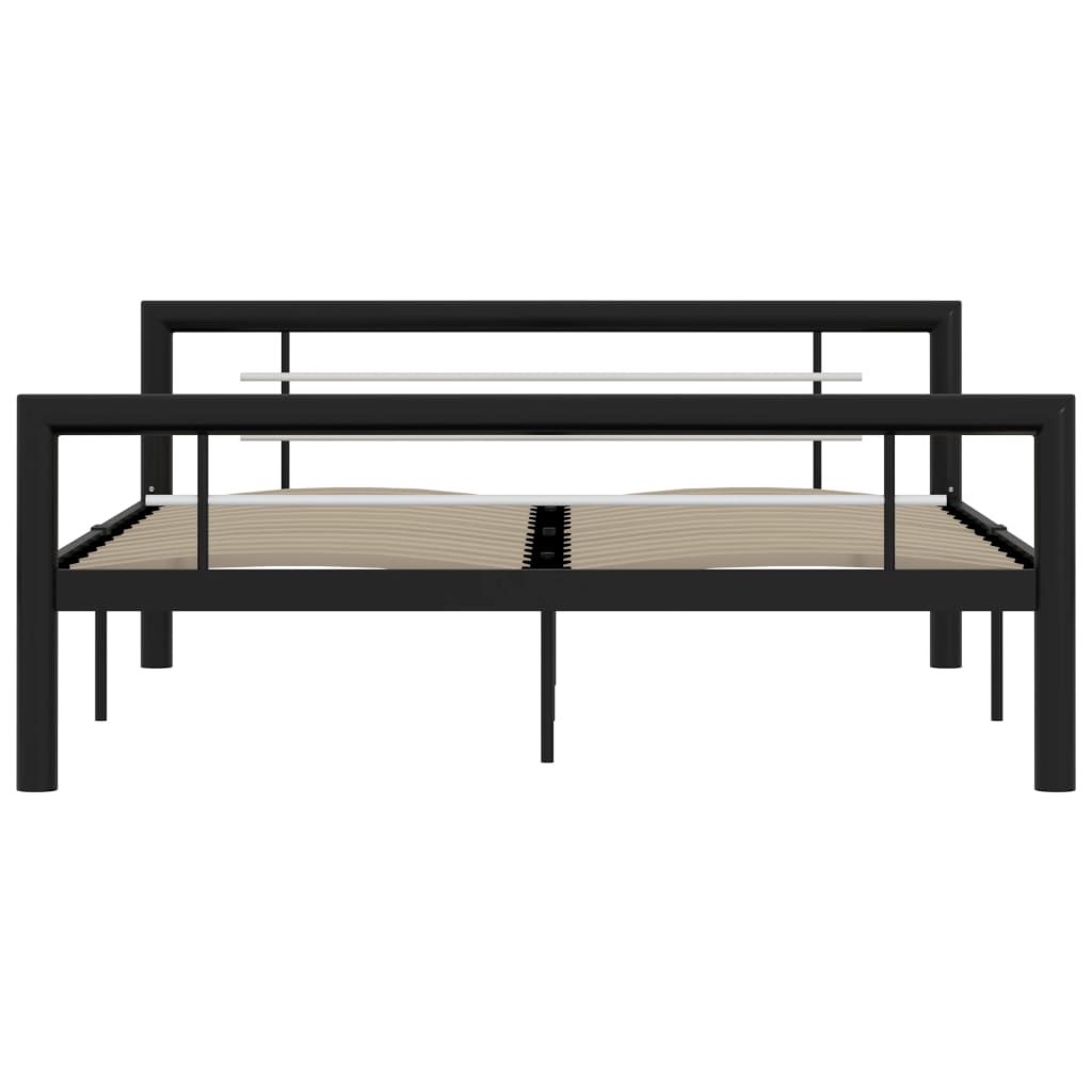 Bed Frame without Mattress Black and White Metal 140x200 cm