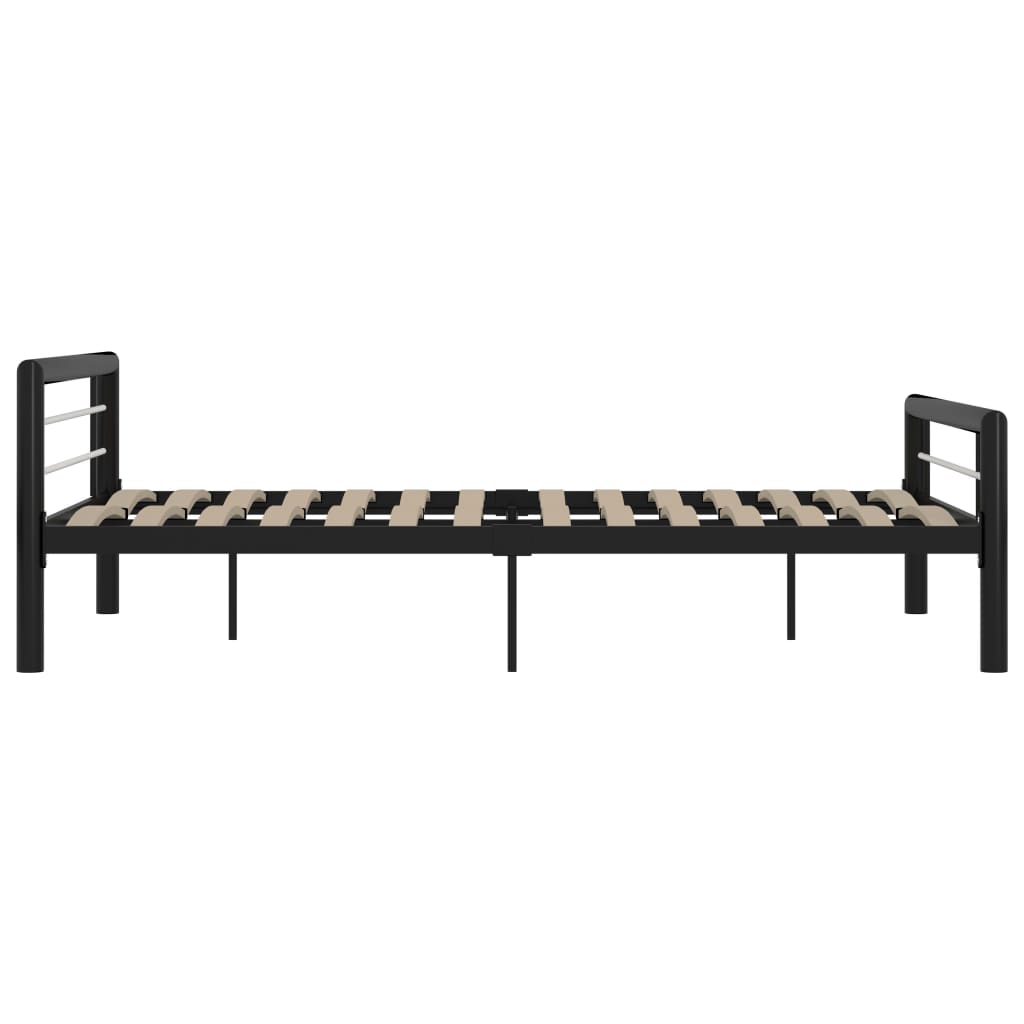 Bed Frame without Mattress Black and White Metal 140x200 cm