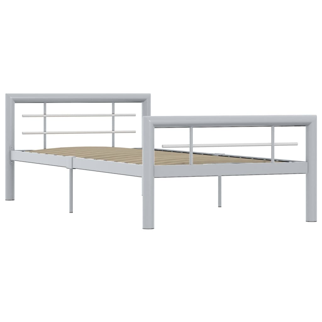 Bed Frame without Mattress Grey and White Metal 90x200 cm