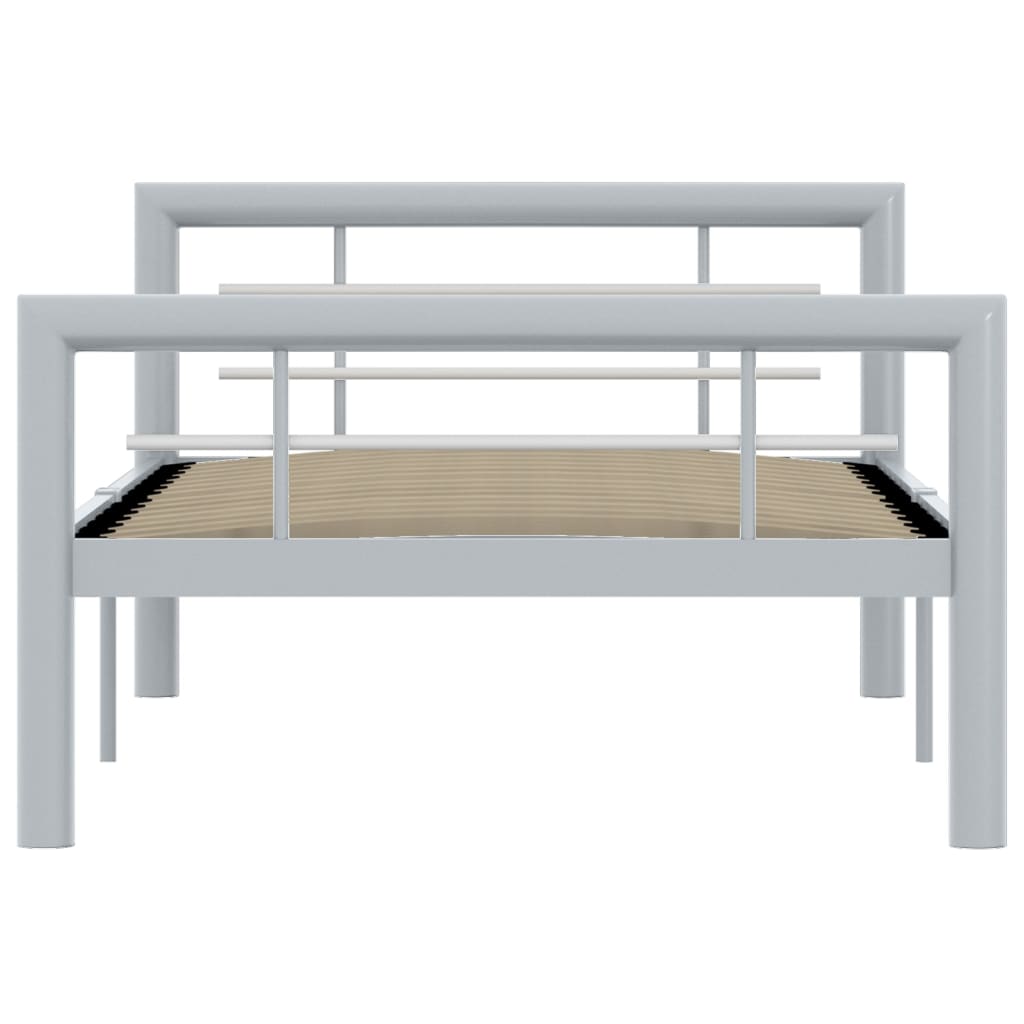 Bed Frame without Mattress Grey and White Metal 90x200 cm