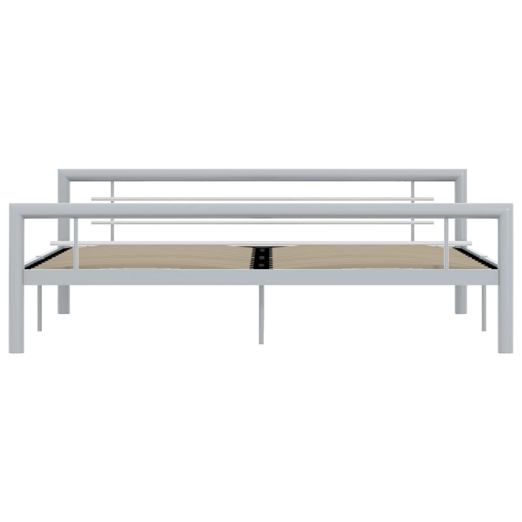 Bed Frame without Mattress Grey and White Metal 180x200 cm Super King
