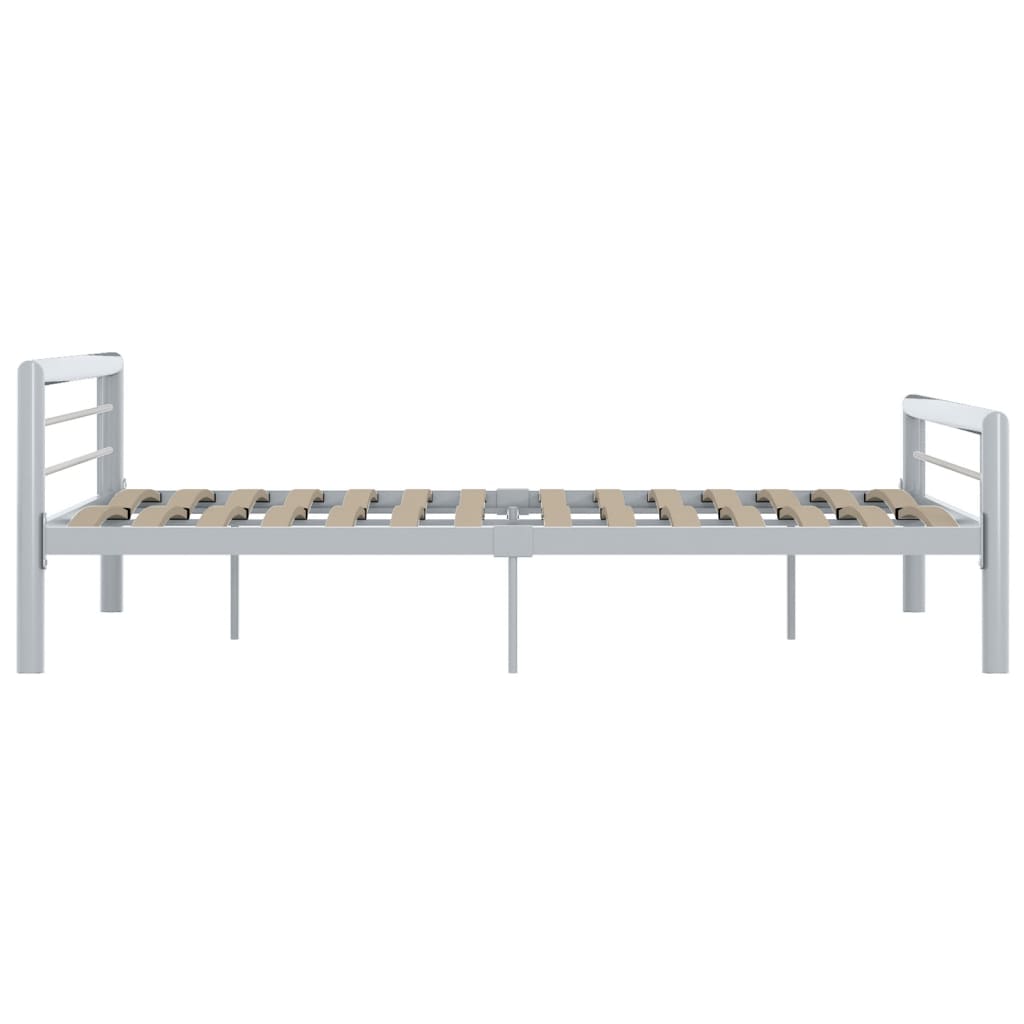 Bed Frame without Mattress Grey and White Metal 180x200 cm Super King