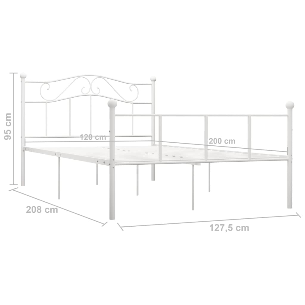 284518 vidaXL Bed Frame without Mattress White Metal 120x200 cm