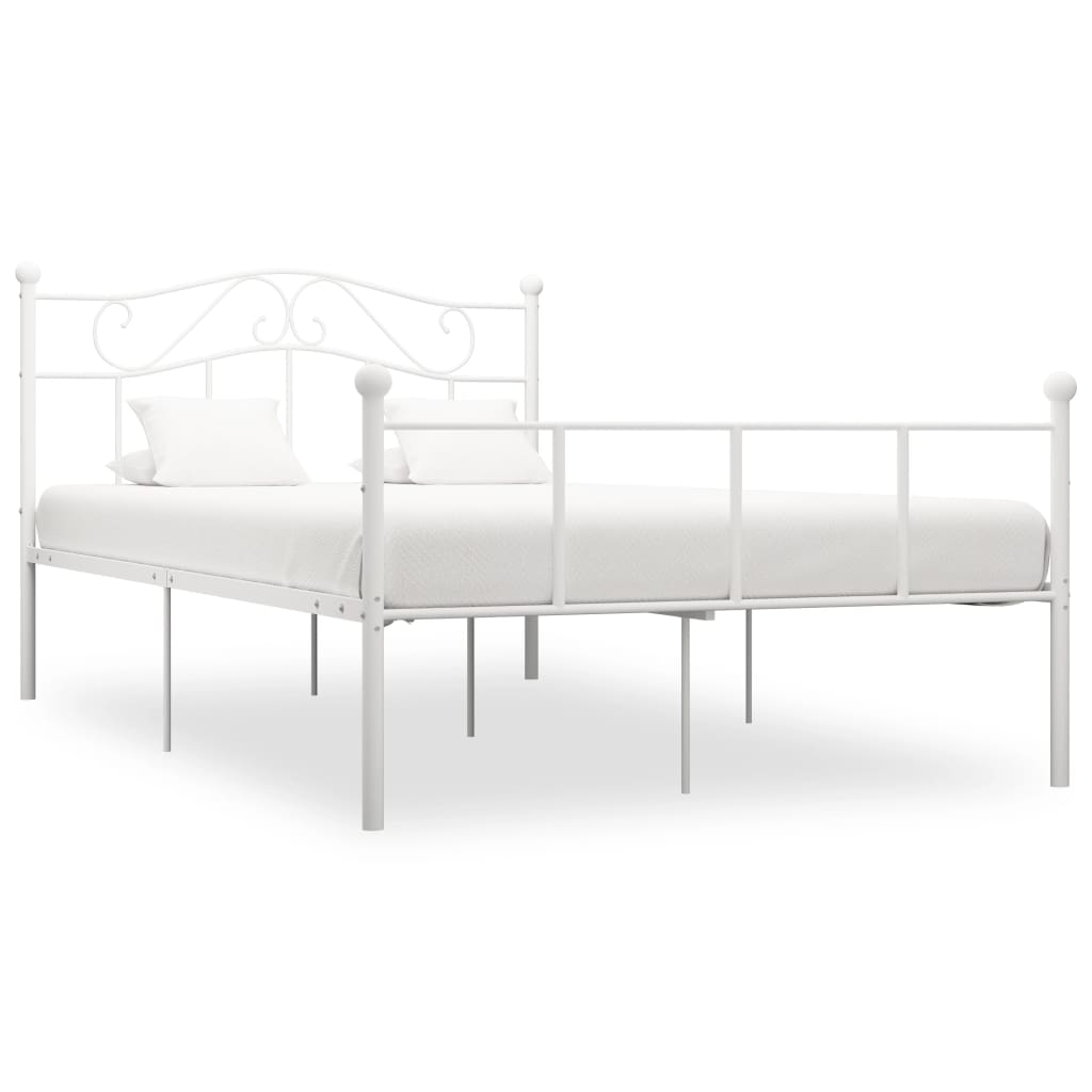 284519 vidaXL Bed Frame without Mattress White Metal 140x200 cm