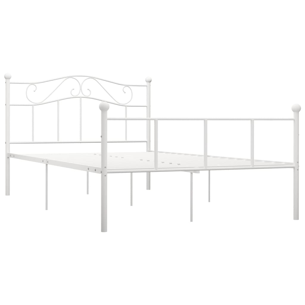 Bed Frame without Mattress with Headboard White 160x200 cm Metal
