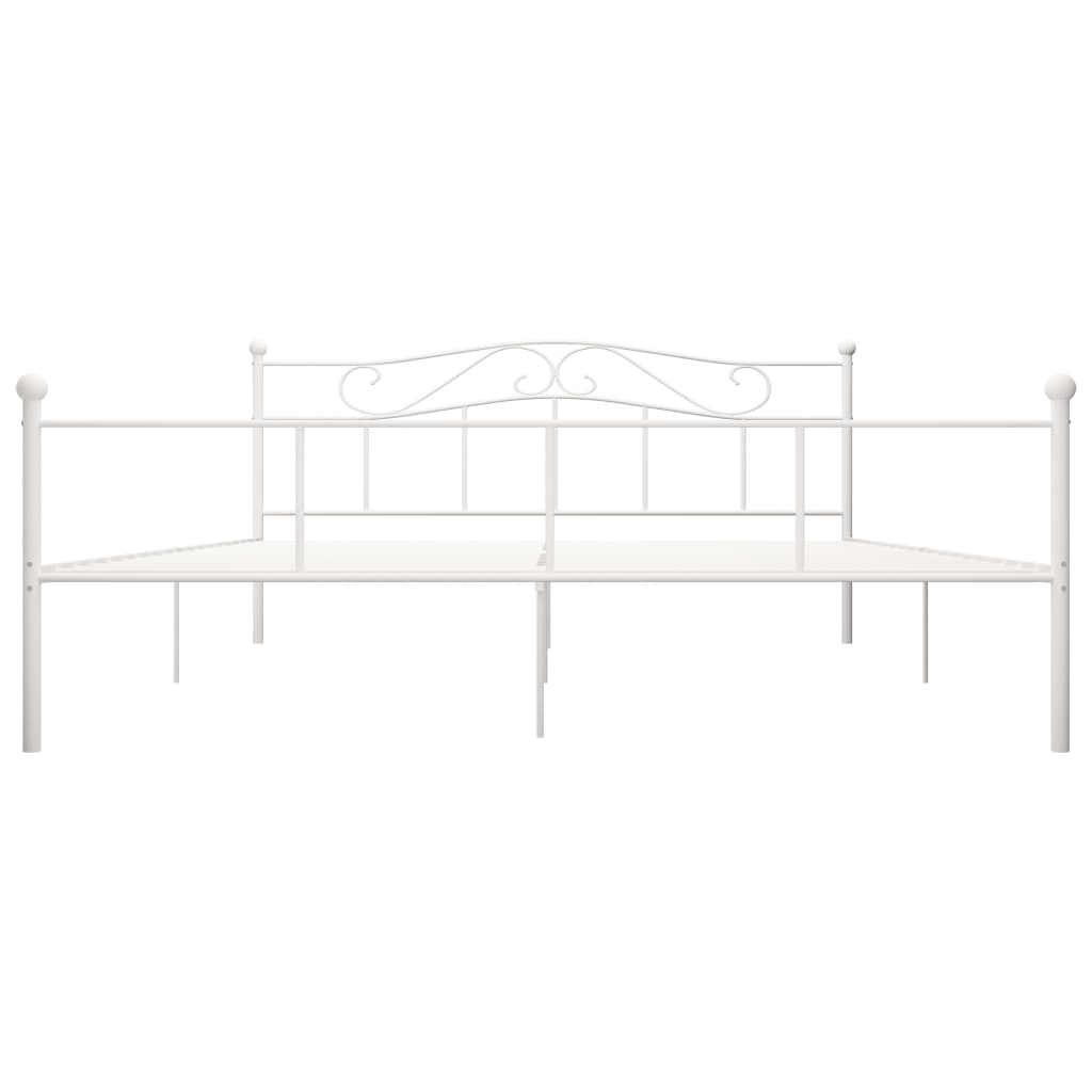 284521 vidaXL Bed Frame without Mattress White Metal 180x200 cm Super King