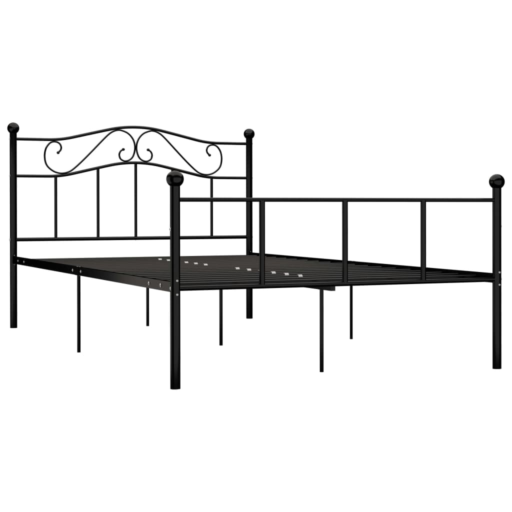 284527 vidaXL Bed Frame without Mattress Black Metal 160x200 cm