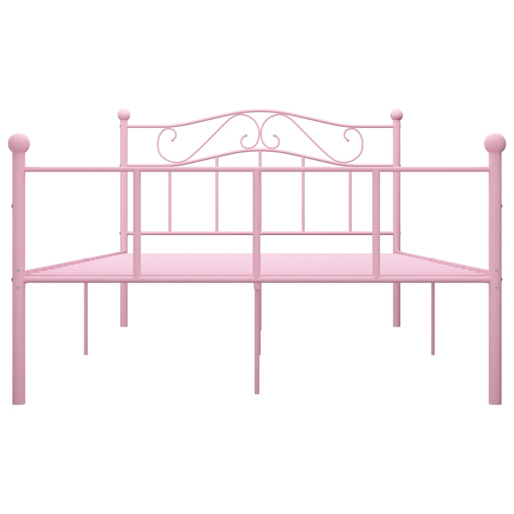 284541 vidaXL Bed Frame without Mattress Pink Metal 160x200 cm
