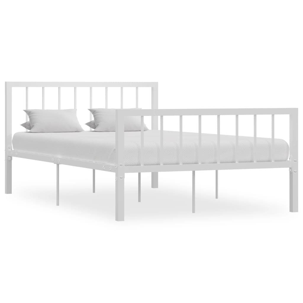 284564 vidaXL Bed Frame without Mattress White Metal 120x200 cm