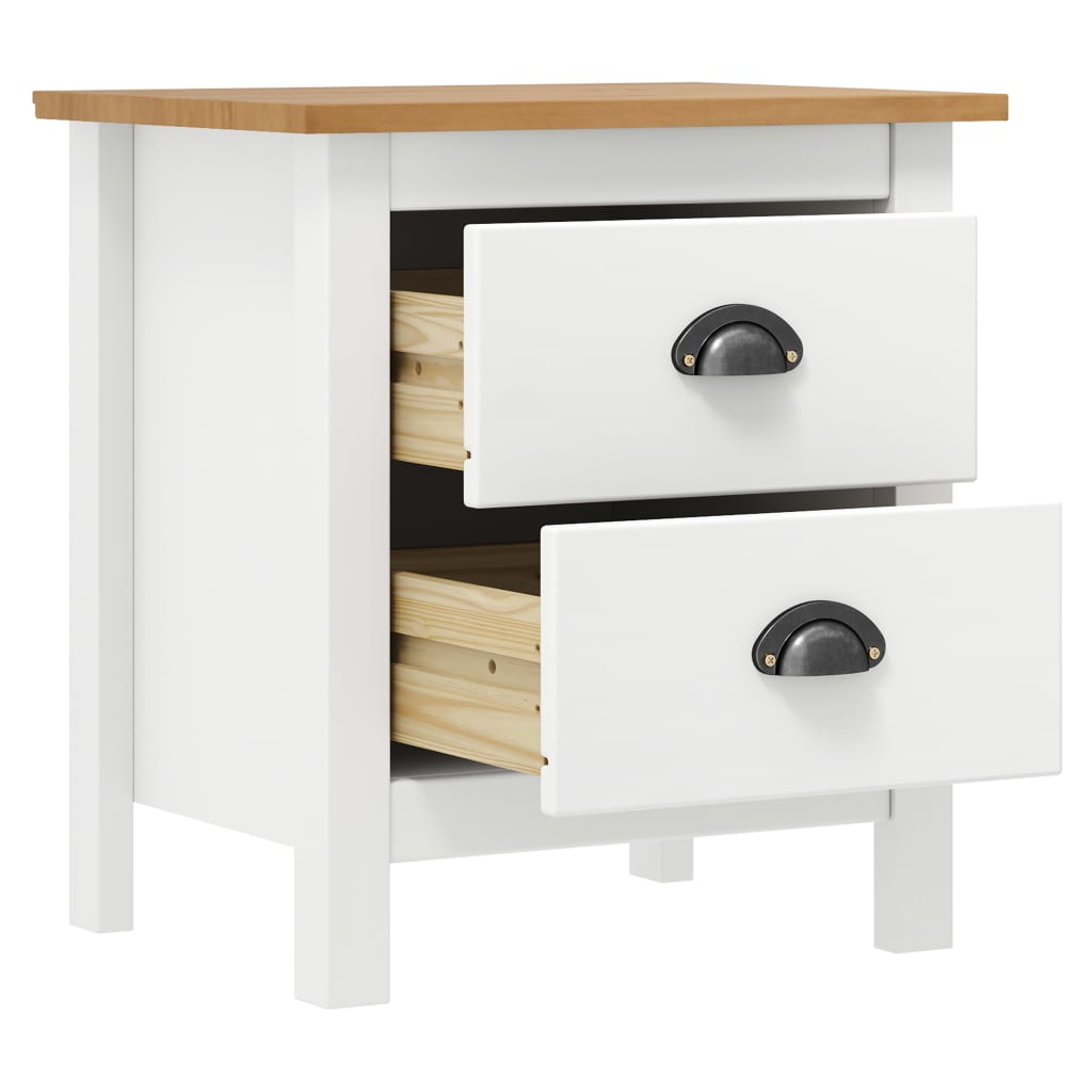 Bedside Cabinet Hill White 46x35x49.5 cm Solid Pine Wood