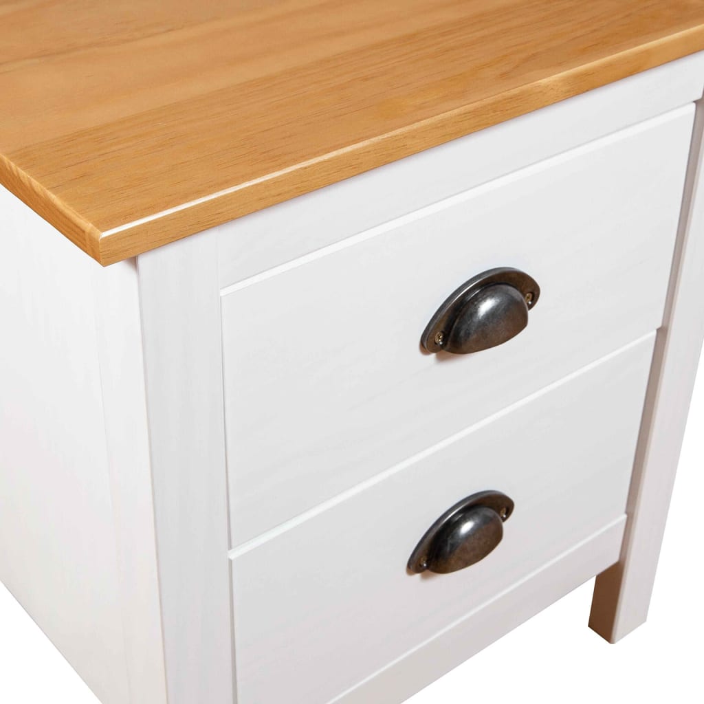 Bedside Cabinet Hill White 46x35x49.5 cm Solid Pine Wood