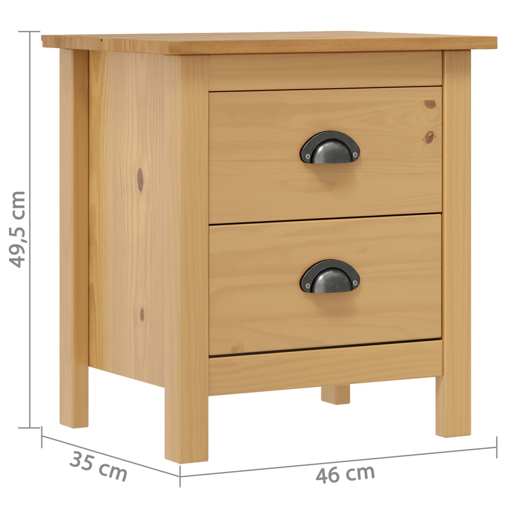 Bedside Cabinets Hill 2pcs 46x35x49.5cm Solid Pine Wood