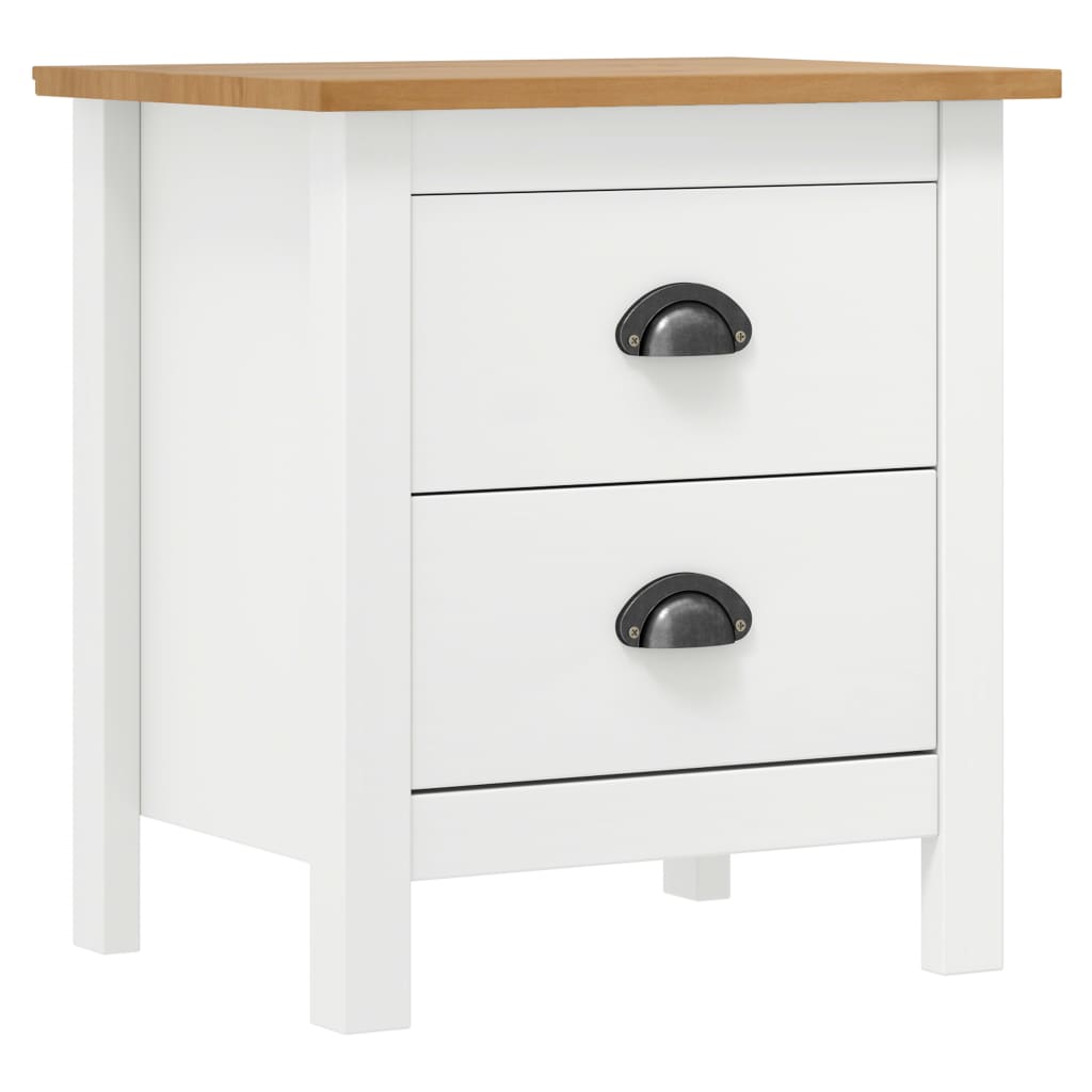 Bedside Cabinet Hill 2 pcs White 46x35x49.5 cm Solid Pine Wood