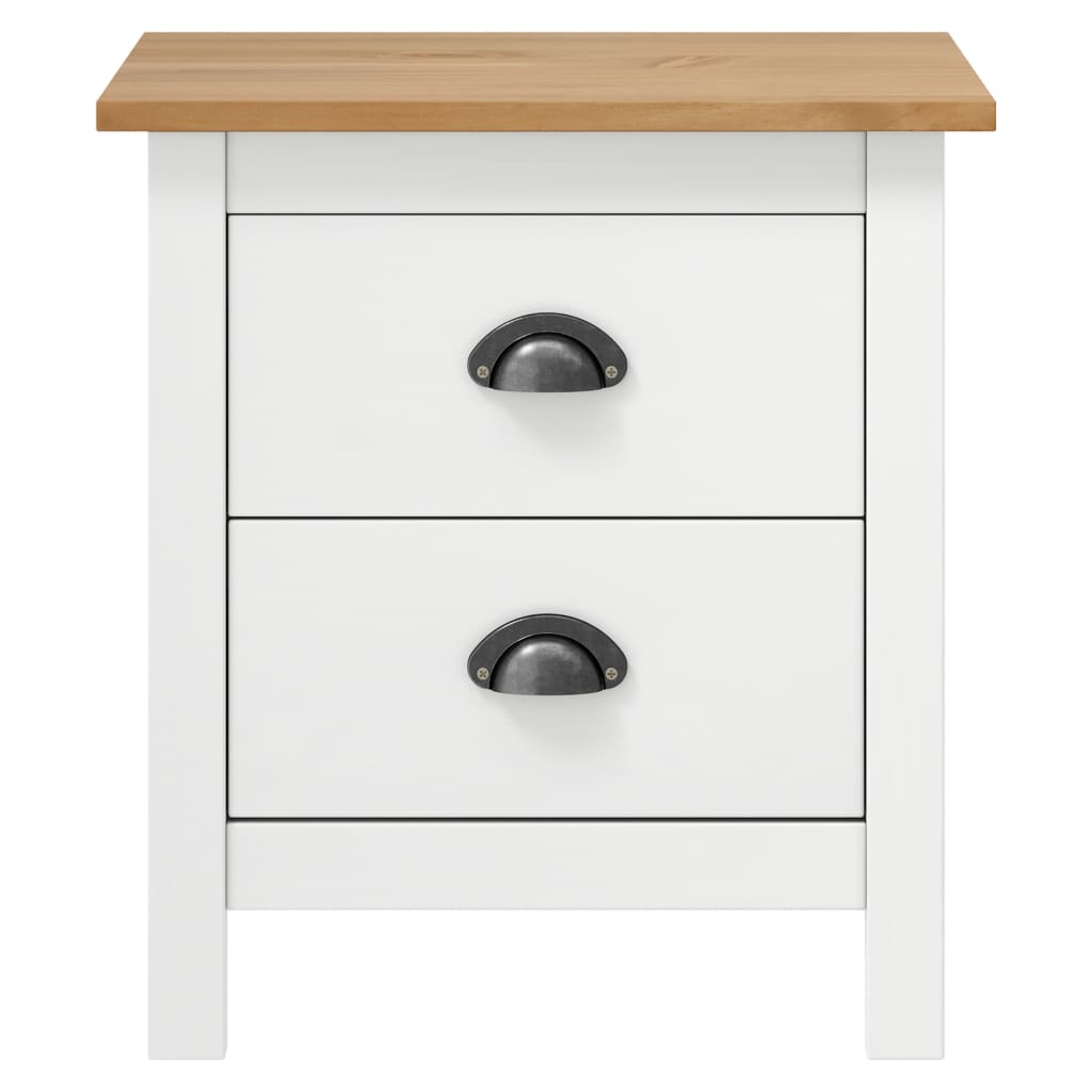 Bedside Cabinet Hill 2 pcs White 46x35x49.5 cm Solid Pine Wood