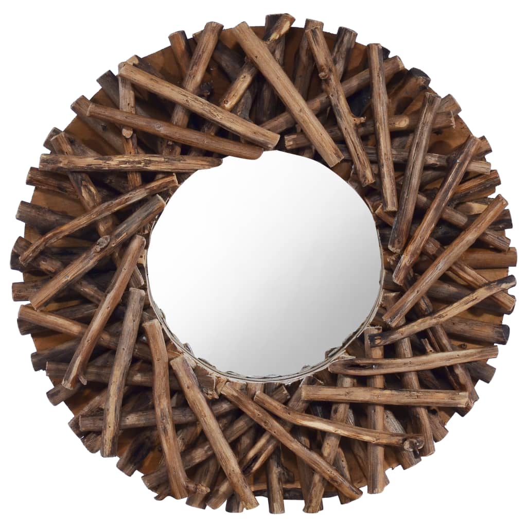 Wall Mirror 60 Cm Teak Round