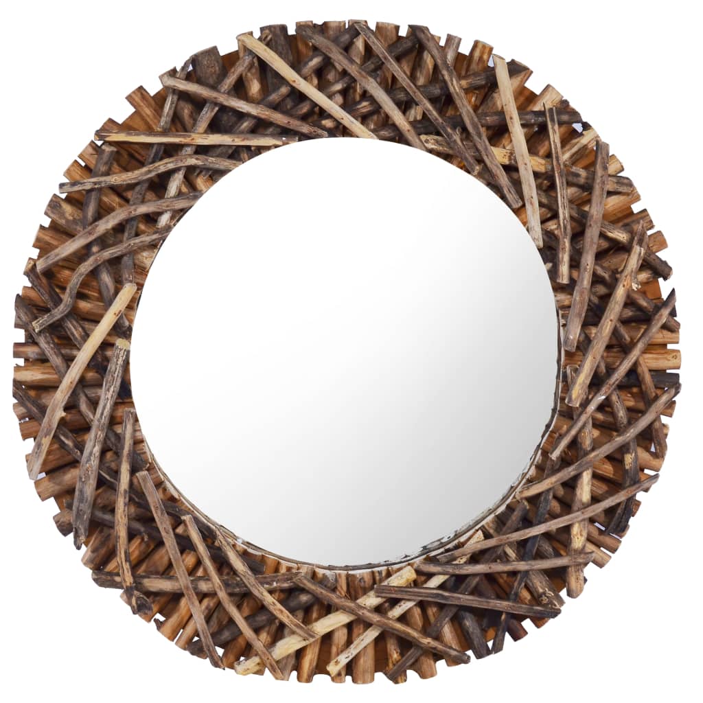 Wall Mirror 60 Cm Teak Round