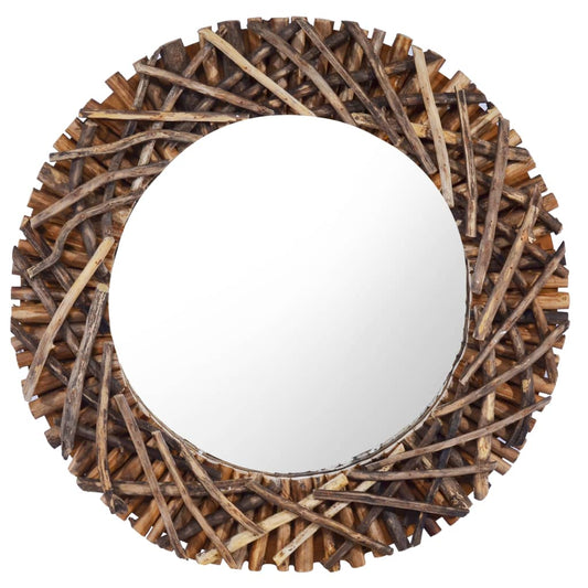 Wall Mirror 60 Cm Teak Round