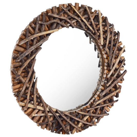 Wall Mirror 60 Cm Teak Round