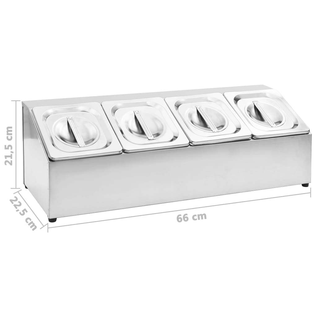 Gastronorm Container Holder with 4 GN 1/6 Pan Stainless Steel