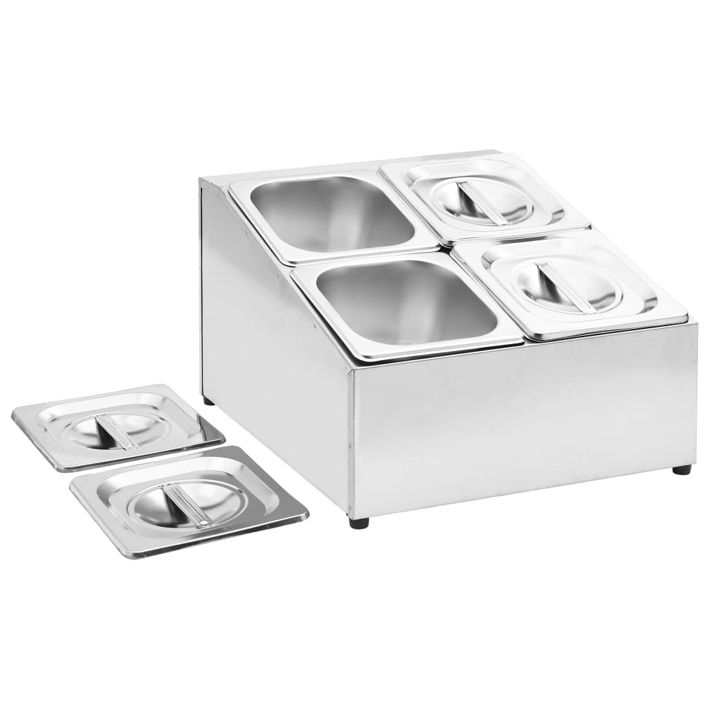 Gastronorm Container Holder with 4 GN 1/6 Pan Stainless Steel