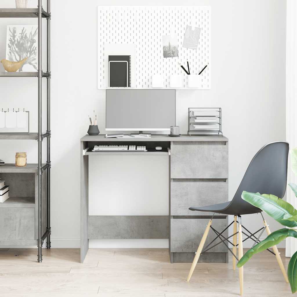 Desk Concrete Grey 90x45x76 cm Engineered Wood