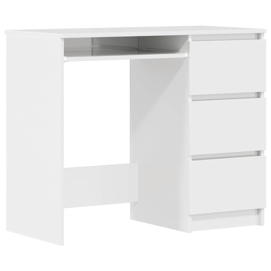 Desk High Gloss White 90x45x76 cm Engineered Wood