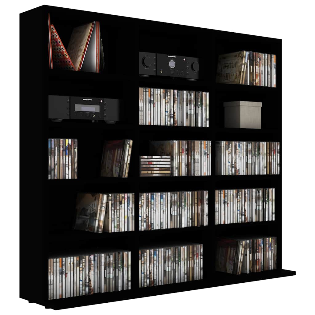 CD Cabinet Black 100x23x89.5 cm Engineered Wood