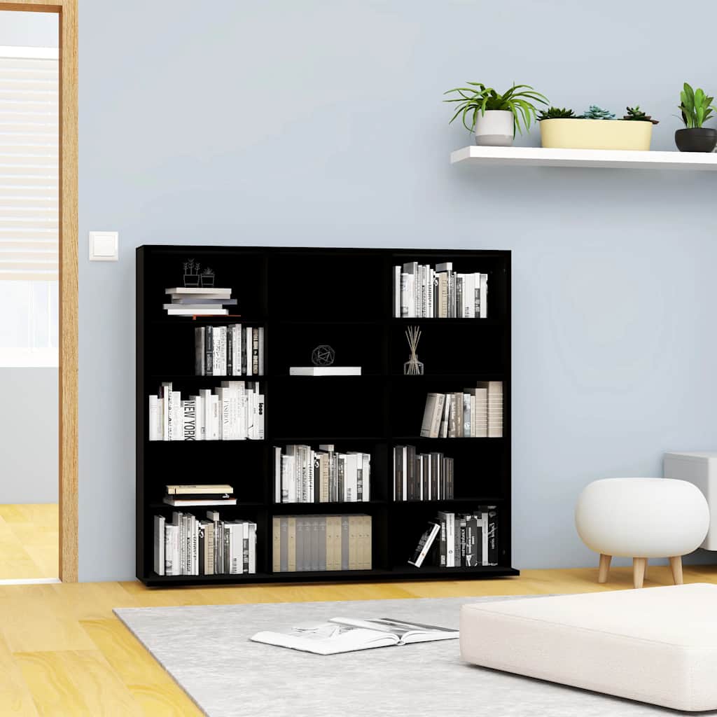 CD Cabinet Black 100x23x89.5 cm Engineered Wood