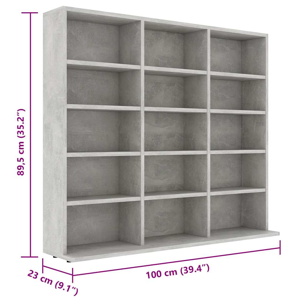 CD Cabinet Concrete Grey 100x23x89.5 cm Engineered Wood