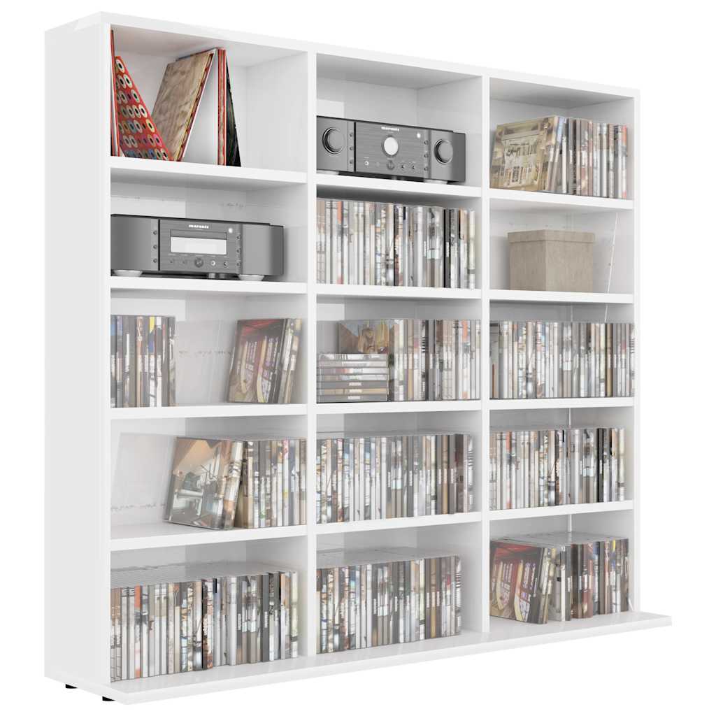 CD Cabinet High Gloss White 100x23x89.5 cm Engineered Wood