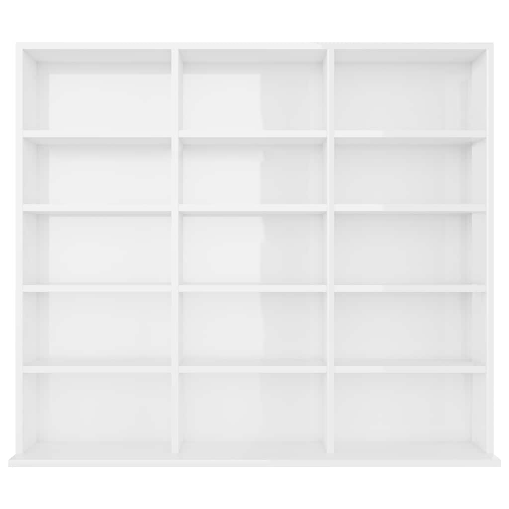 CD Cabinet High Gloss White 100x23x89.5 cm Engineered Wood