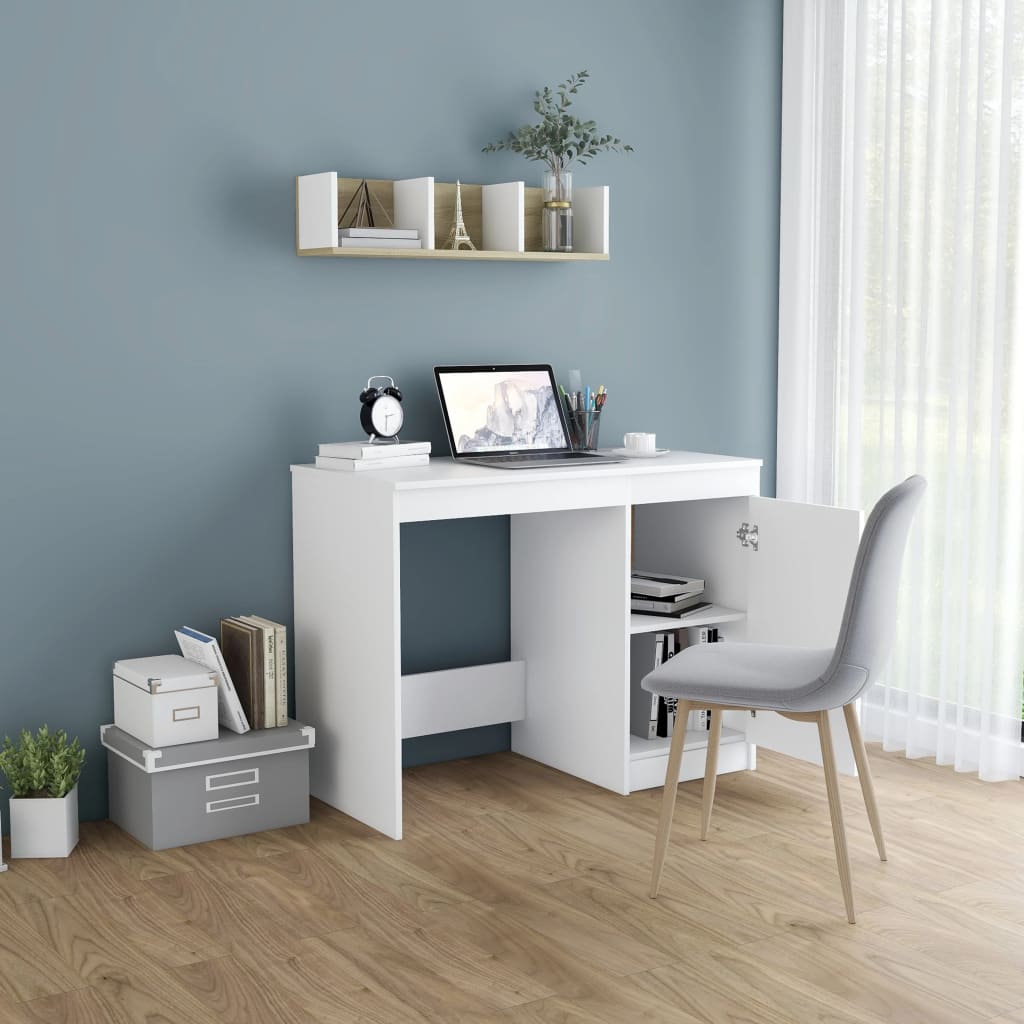 Desk White 100x50x76 cm Engineered Wood