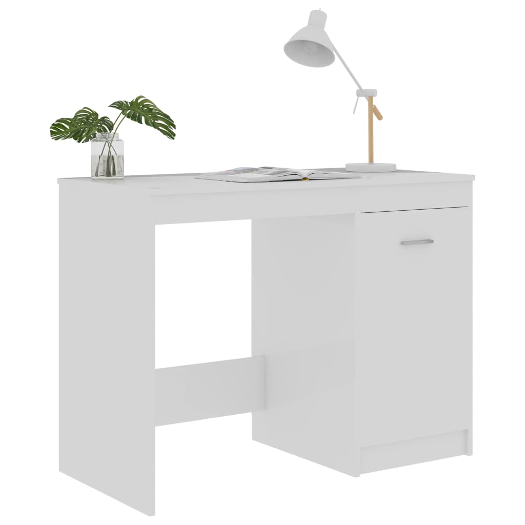 Desk High Gloss White 100x50x76 cm Engineered Wood